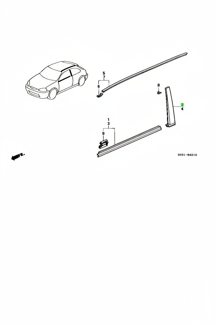 Friso Vertical Esquerdo Pilar B Honda EK/EJ 2/3 Portas 96-00