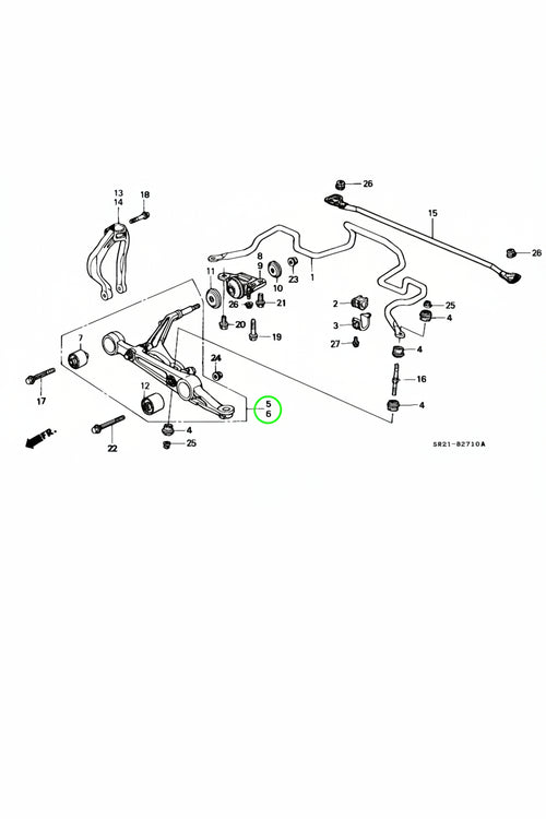 Braço Oscilante Dianteiro Inferior Direito Honda EG/ Del Sol/ Integra
