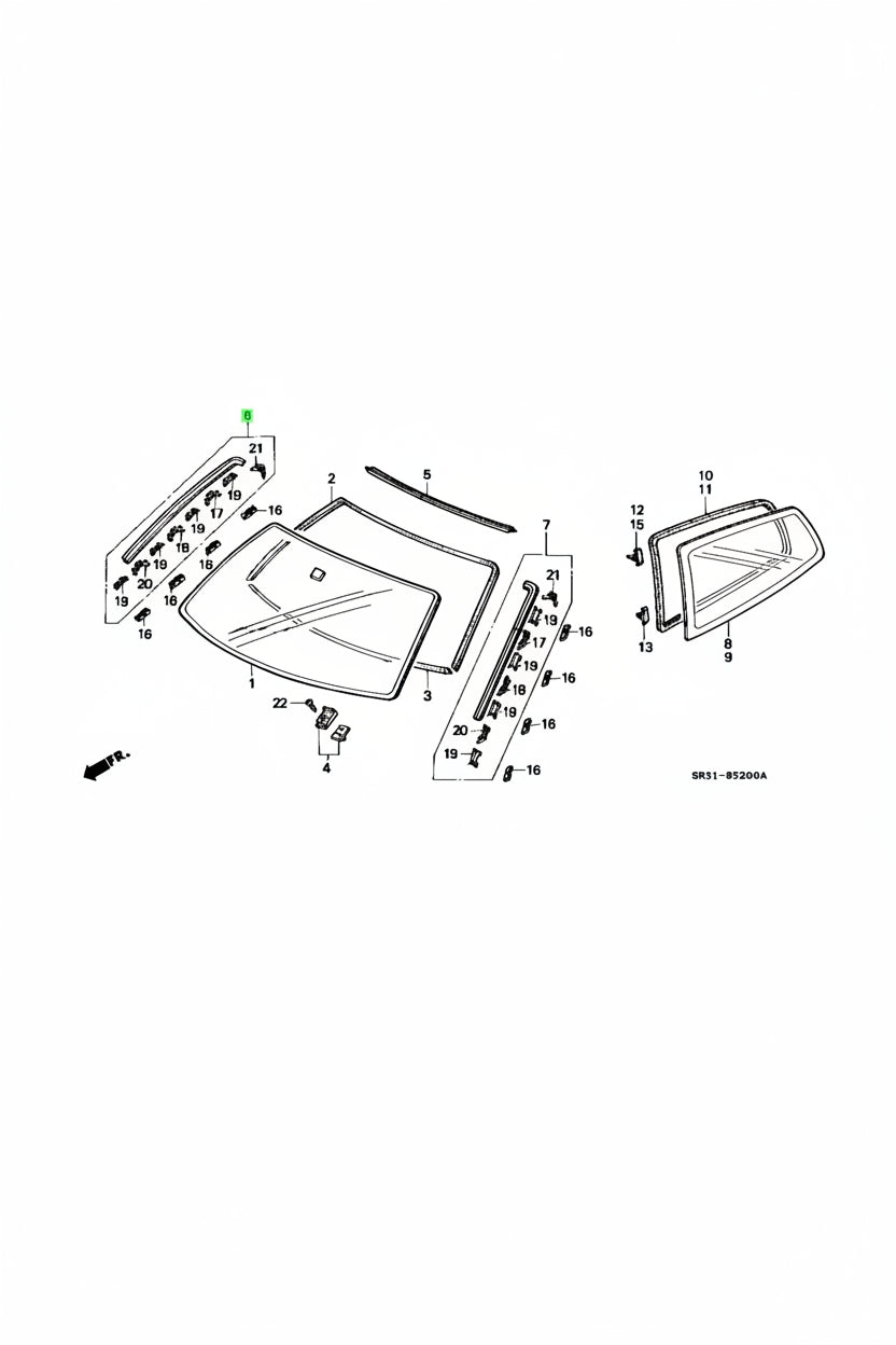 Honda Moldura do Para-Brisas Direita - 73152-SR3-003