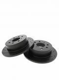 Discos Traseiros Rotinger Graphite Line T5 Sport Perfurados e Ranhurados, Pretos, 239 mm 4X100, para Honda Civic e CRX.