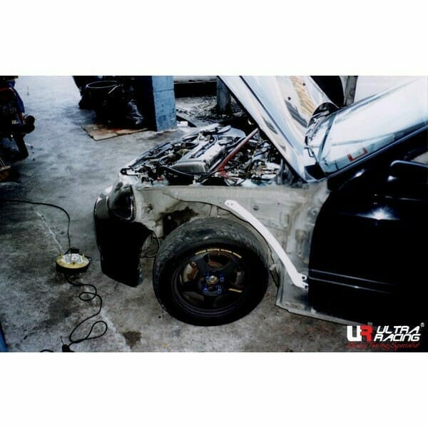 Reforço de Guarda-Lama Ultra Racing de 2 pontos em aço branco para Honda Civic, CRX e Del Sol