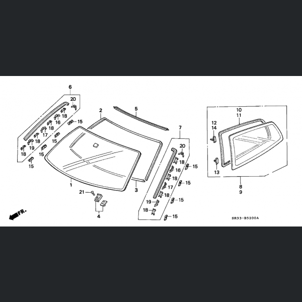 Borracha Vidro Lateral Traseiro Esquerda Honda EG 92-95 Hatch
