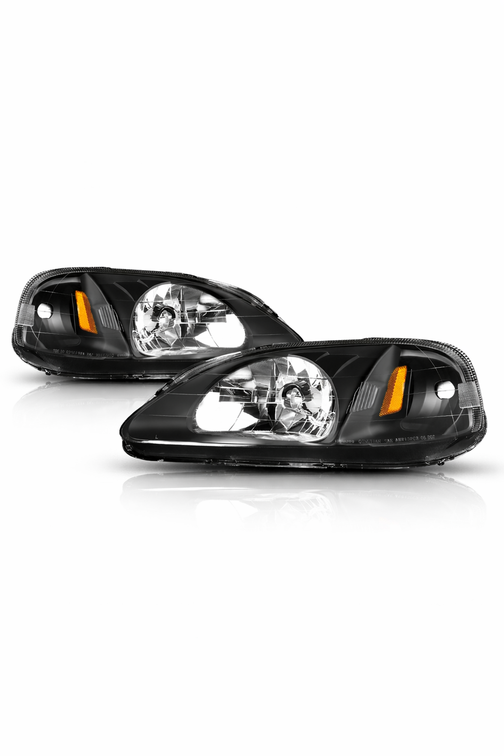 Faróis USDM EK 99-00 Fundo Negro Refletor Laranja
